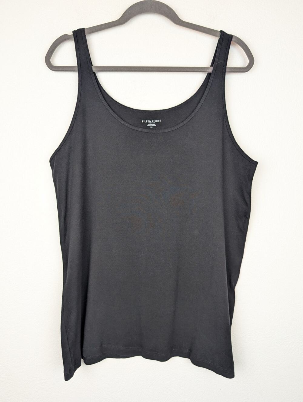 Eileen Fisher Tank Top Organic Cotton Stretch Knit Minimalist Plus Black Size 2X
